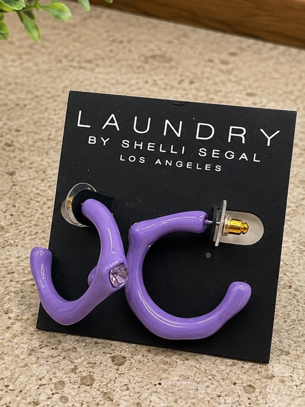 4/$20 - Laundry by Shelli Segal Lavender Hoop Earrings (LR1111/4)